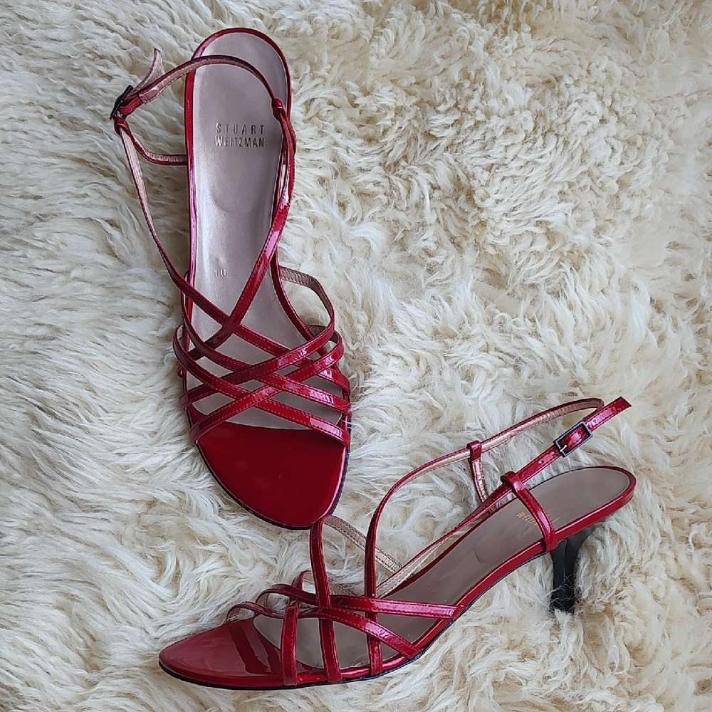 Stuart Weitzman Red Strappy Sandals